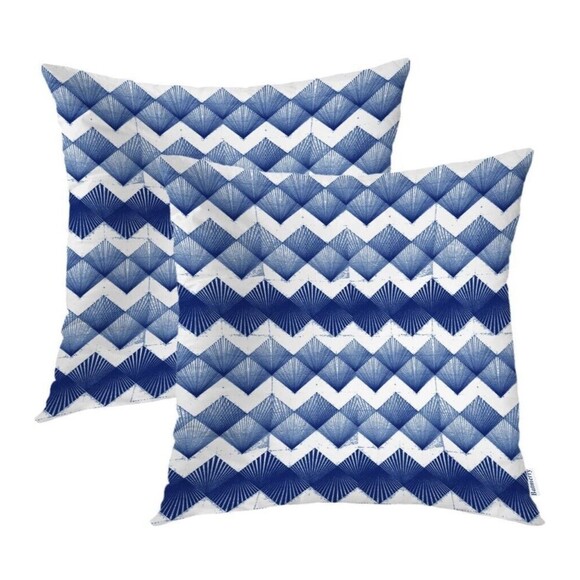 Batmerry Abstract Art Blue Pillow Covers 18x18 Inch Set of 2, Geometrical NEW!! - Picture 1 of 6